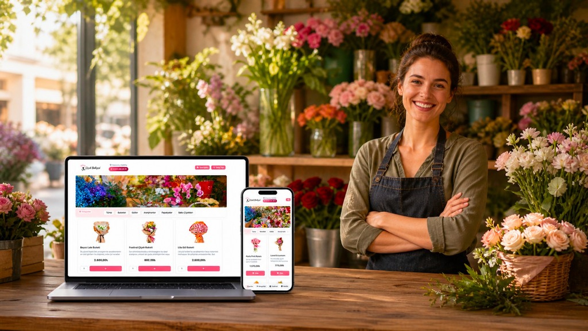 Online sipariş sistemi mobil ekran önizlemesi